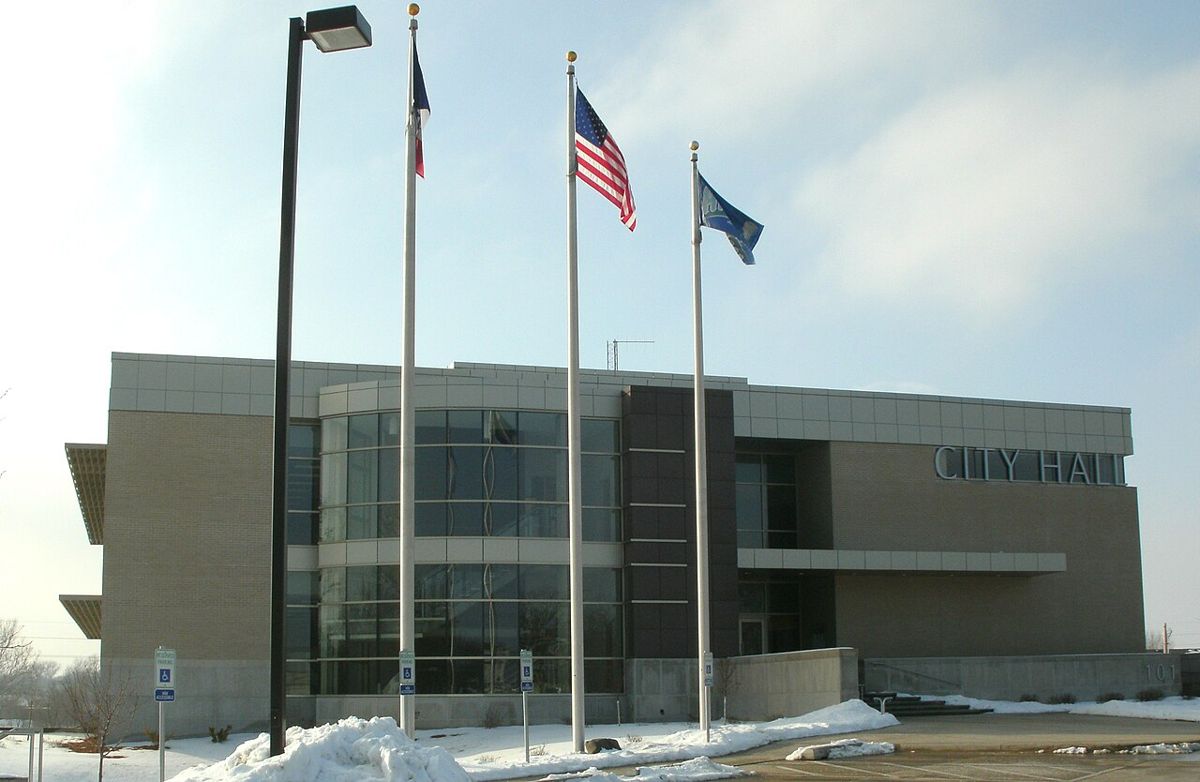 Hiawatha City Hall in winter
